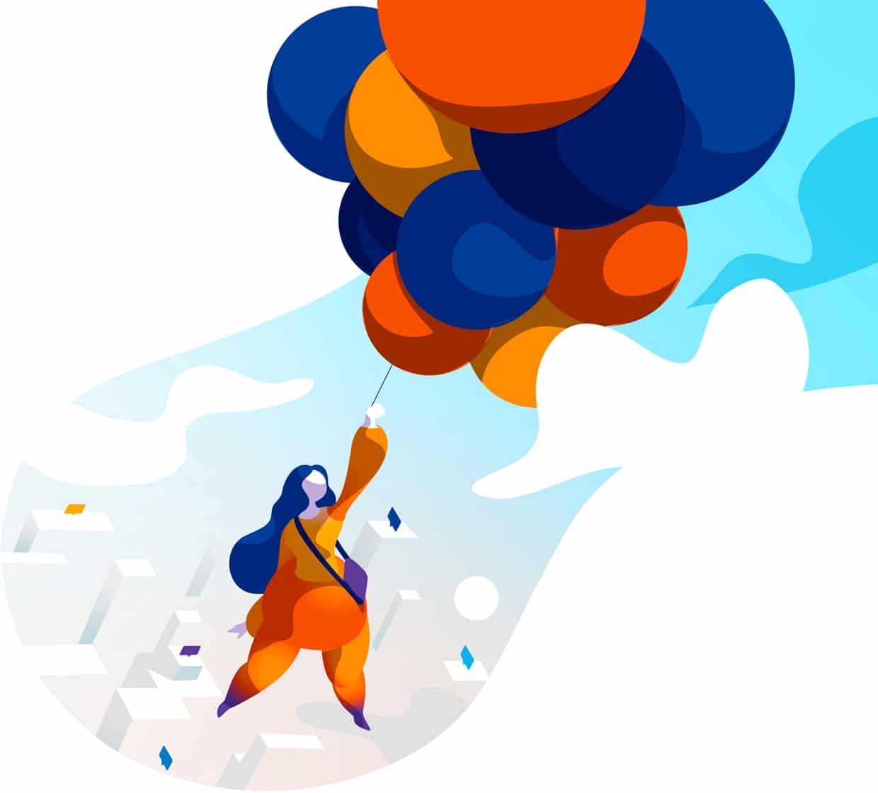 Femme tenant des ballons